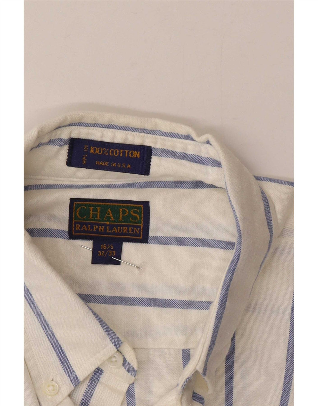 Chaps Camisa para hombre talla 16 1/2 grande algodón a rayas blancas