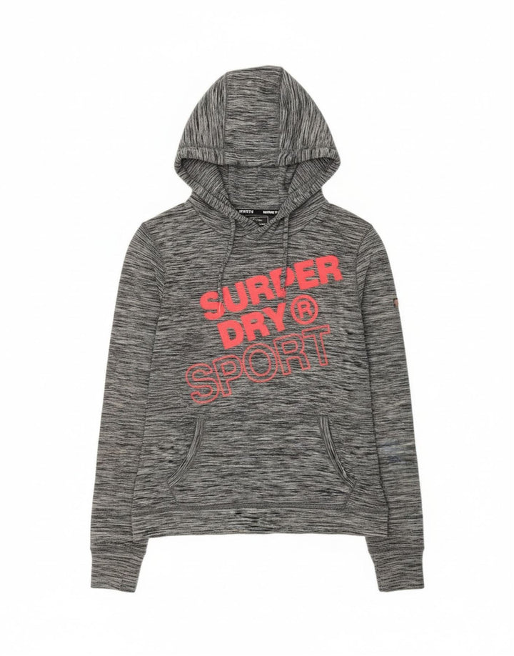 Superdry Jersey con capucha gráfica para mujer Reino Unido 40 Poliéster moteado gris medio
