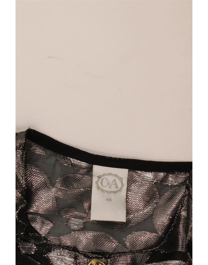 C & A Blusa de manga corta con estampado abstracto para mujer IT 48 XL Plata