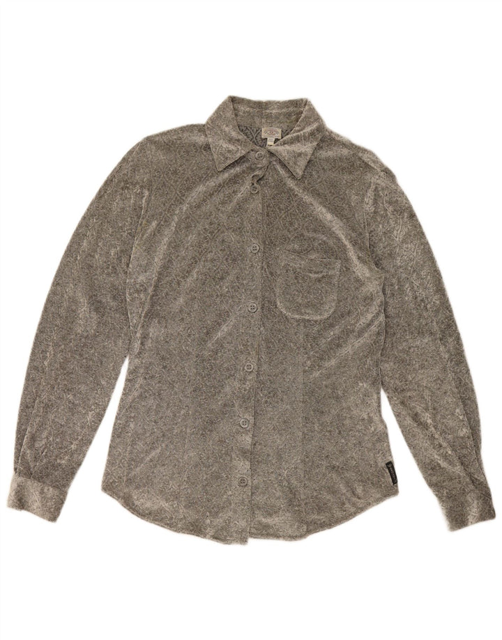 Armani Blusa camisera para mujer UK 42 Viscosa floral gris medio