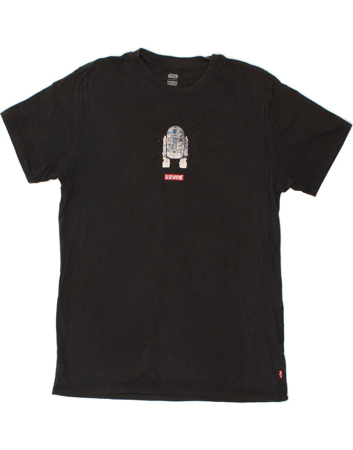 LEVI'S Mens Graphic T-Shirt Top Medium Black Vintage Levi's and Second-Hand Levi's from Messina Hembry 