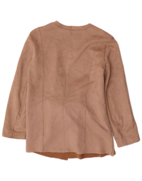 Zara Chaqueta Blazer de Ante Sintético para Mujer UK 42 Medium Beige