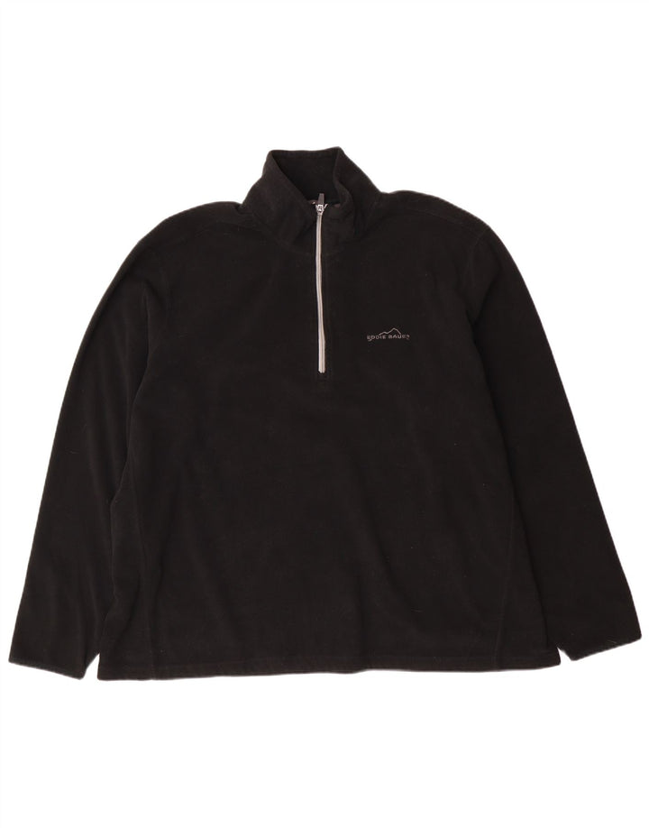 Eddie Bauer Jersey de forro polar con cuello y cremallera para hombre 2XL Poliéster negro