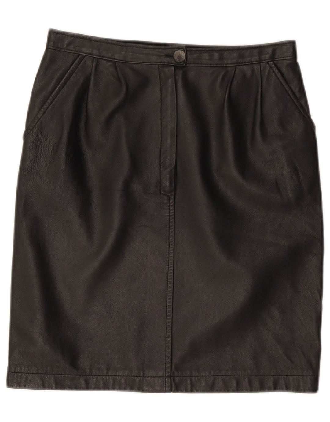 Falda de cuero vintage para mujer W28 Negro medio