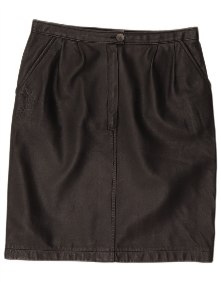 Falda de cuero vintage para mujer W28 Negro medio
