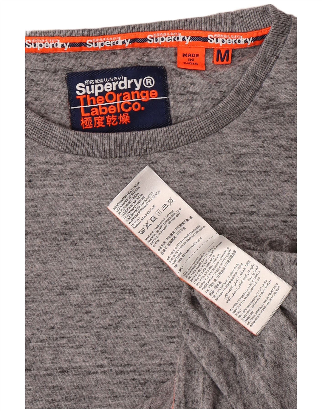 Superdry Hombre Top De Manga Larga De Algodón Moteado Gris Medio