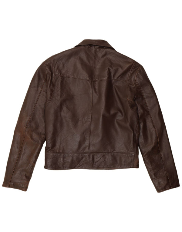 Vintage hombres cuero biker chaqueta Reino Unido 40 cuero marrón grande