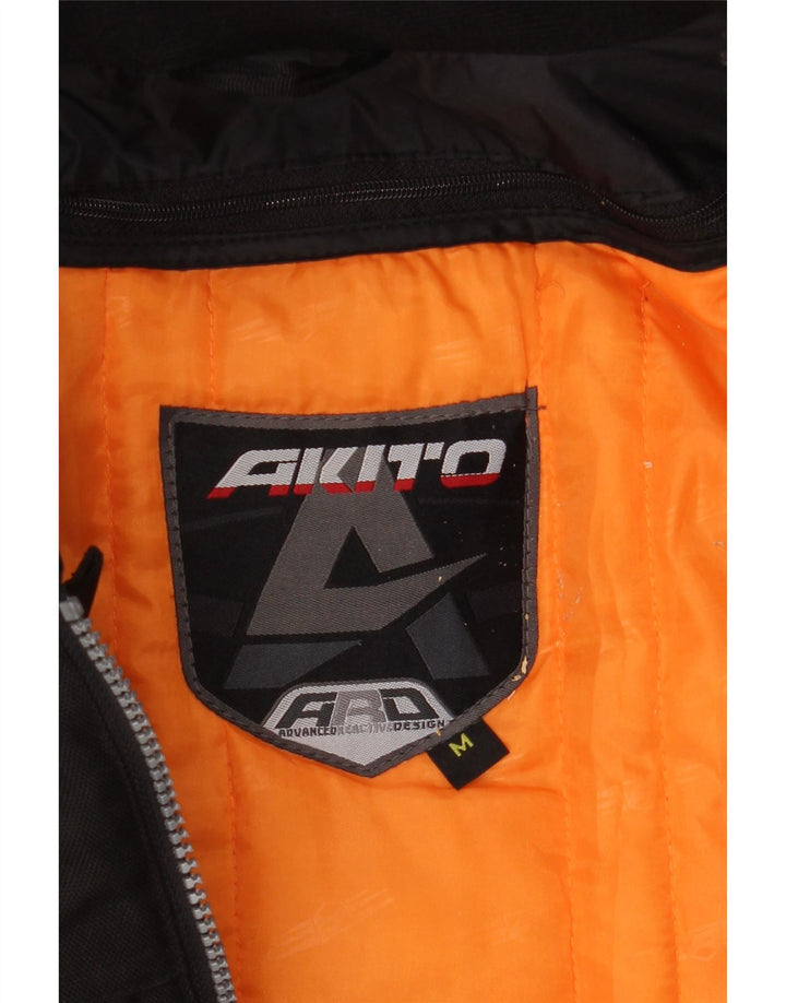 AKITO Mens Motorcycle Graphic Racer Jacket UK 38 Medium Black Colourblock Vintage Akito and Second-Hand Akito from Messina Hembry 