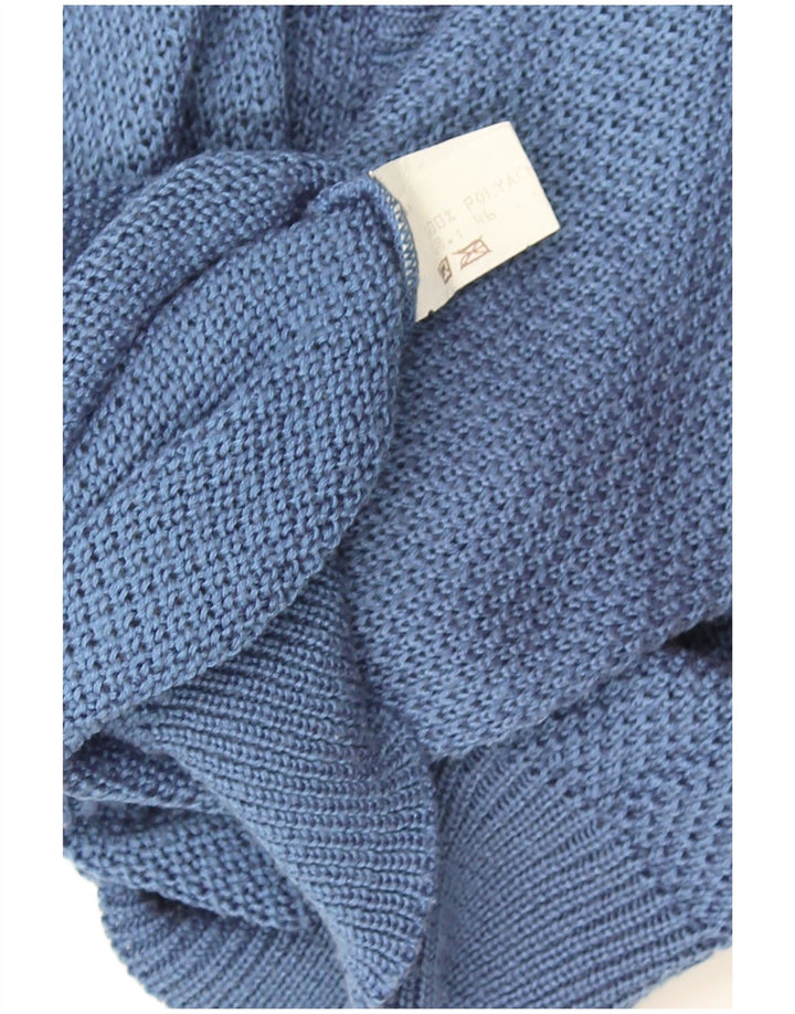 Vintage mujer Cardigan suéter IT 46 poliéster azul grande