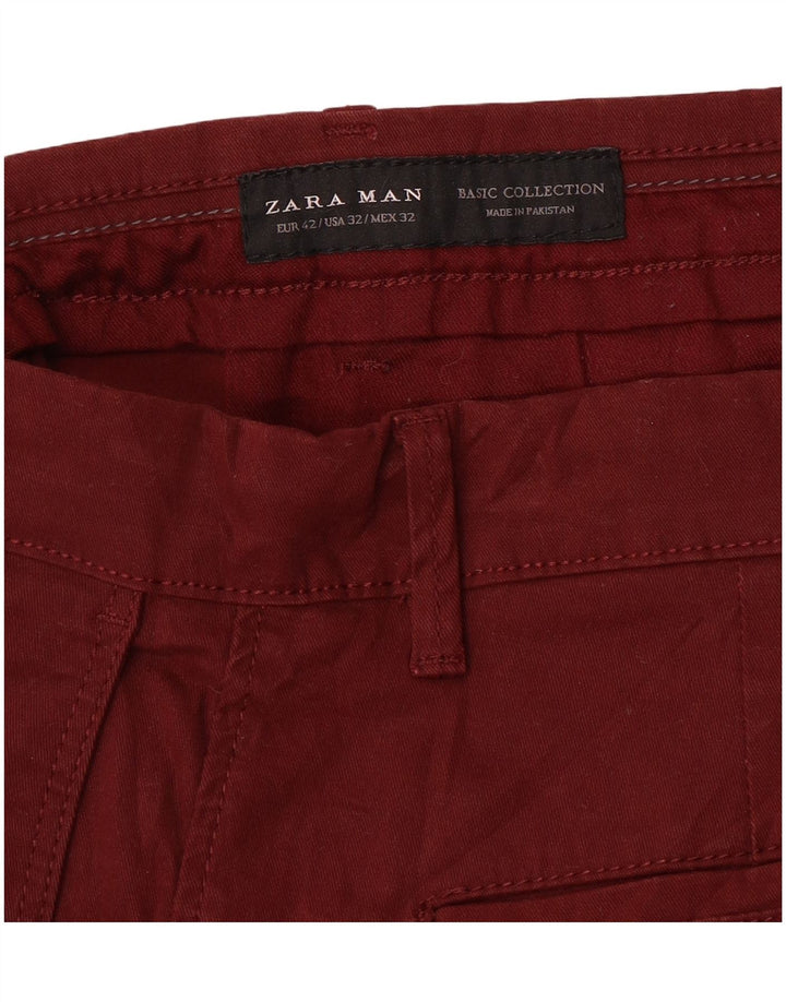 Zara Mens Slim Chino Pantalones EU 42 Medium W32 L30 Granate