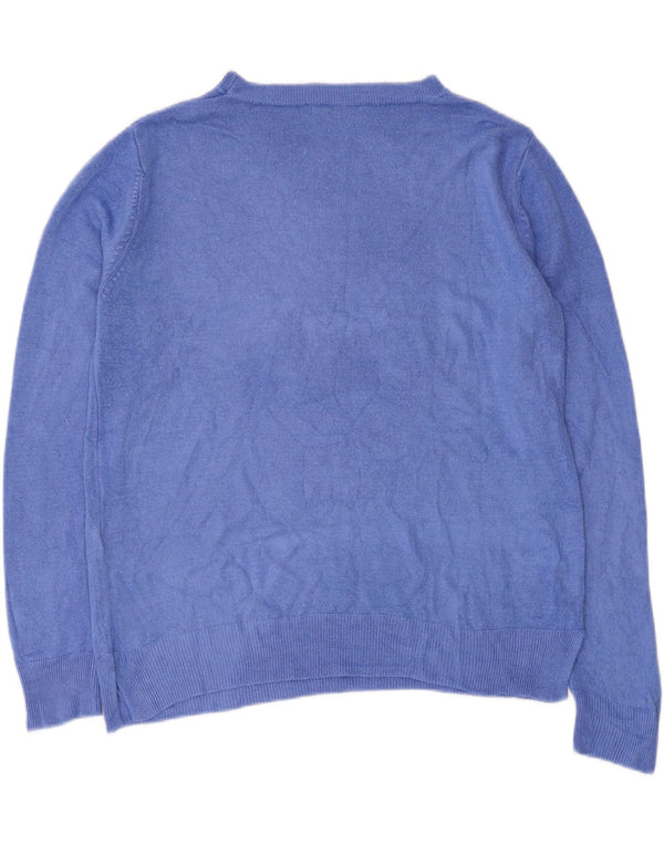 Marks & Spencer Jersey con Cuello Barco para Mujer UK 44 Grande Acrílico Azul
