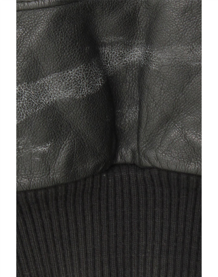 Chaqueta de cuero militar vintage para hombre IT 52 XL cuero negro