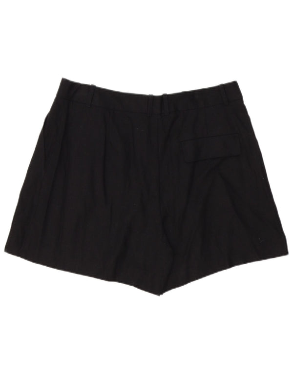 Zara Mujer Pantalones Cortos Chinos Grande W32 Lino Negro