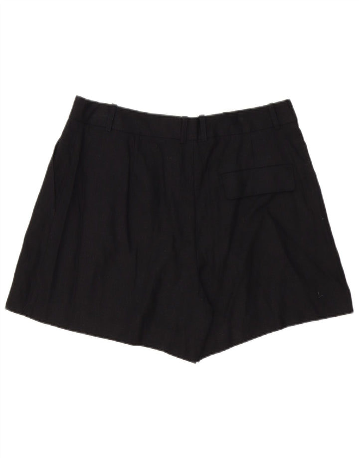 Zara Mujer Pantalones Cortos Chinos Grande W32 Lino Negro