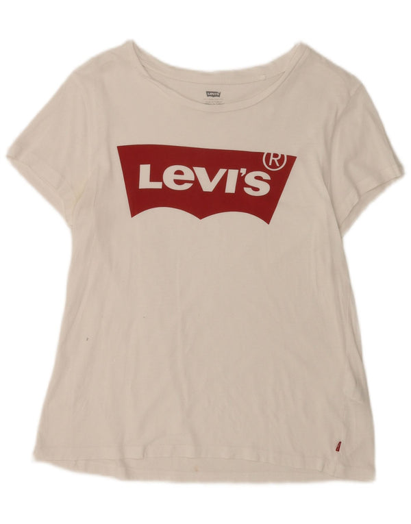 Levi's Camiseta gráfica para mujer Top UK 12 Medium White