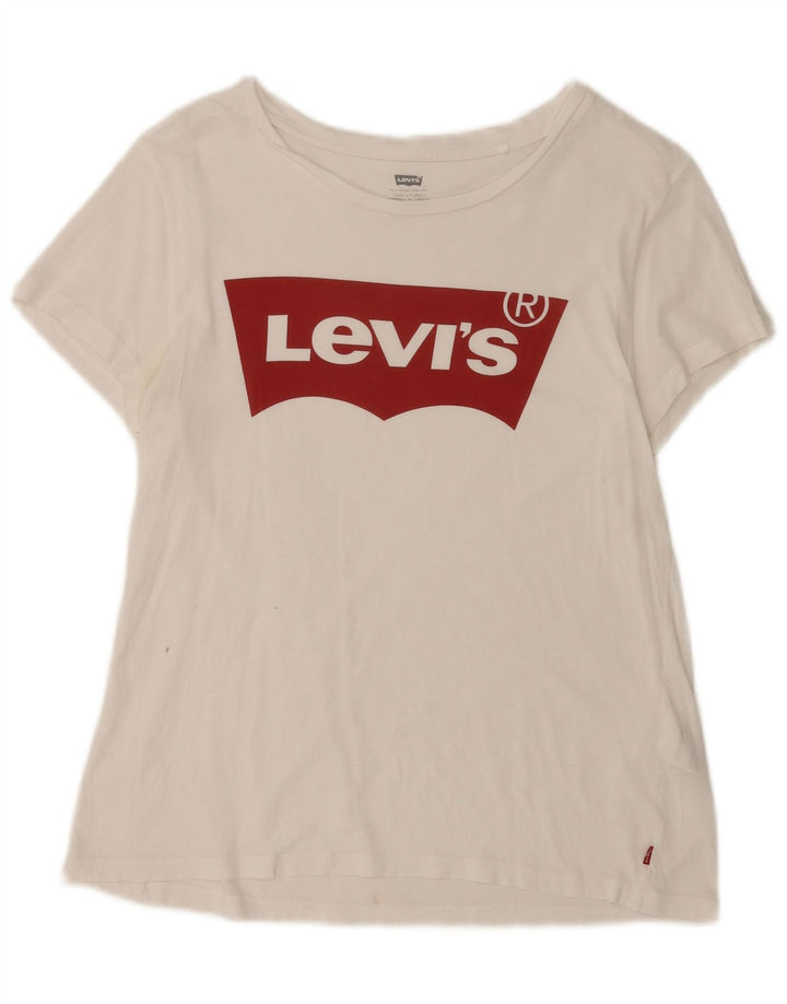 Levi's Camiseta gráfica para mujer Top UK 12 Medium White
