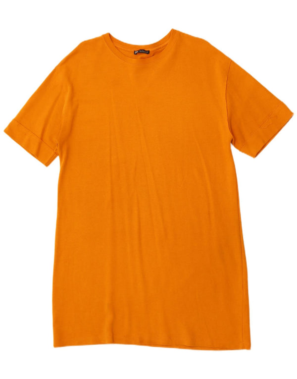 Zara Vestido Camiseta Mujer UK 46 Grande Algodón Naranja