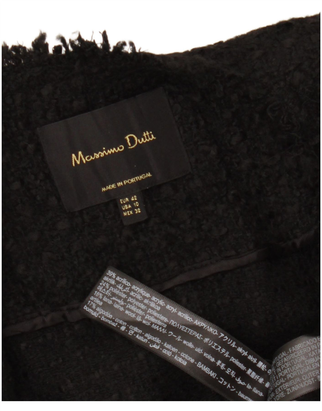 Massimo Dutti Chaqueta Blazer para Mujer EU 42 Grande Acrílico Negro