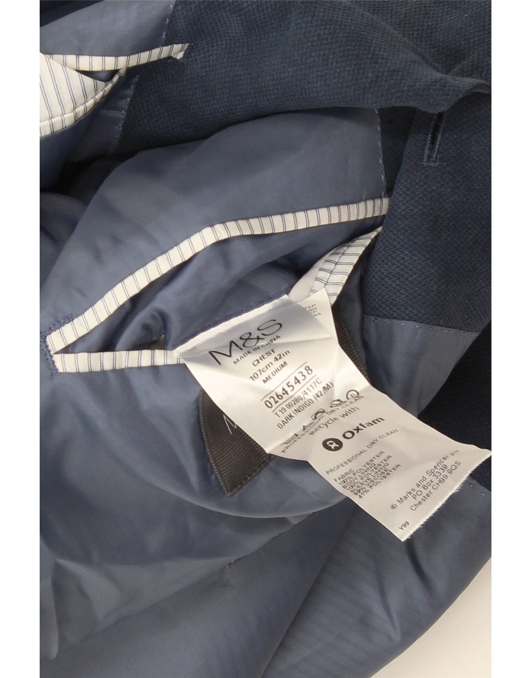 Marks & Spencer Chaqueta tipo blazer de 2 botones para hombre UK 38 Poliéster azul medio