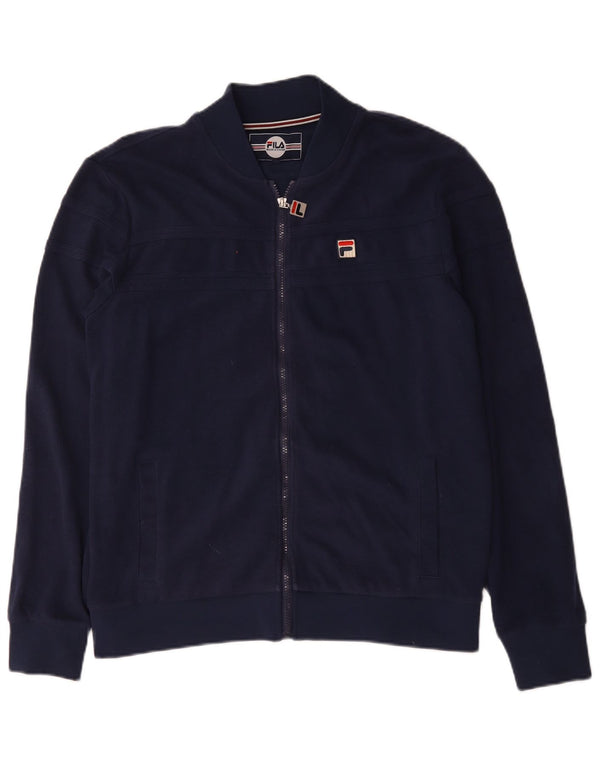 Fila Mens Chándal Top Chaqueta Grande Azul Marino Algodón
