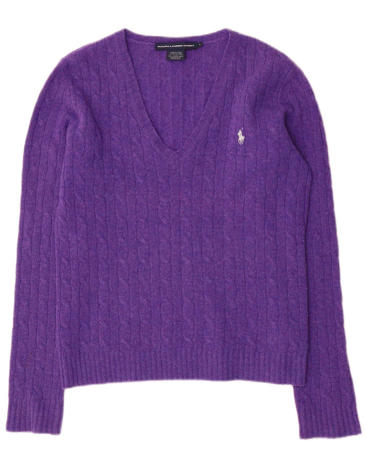 Ralph Lauren - Jersey con cuello en V para mujer, talla 40, talla grande, color morado