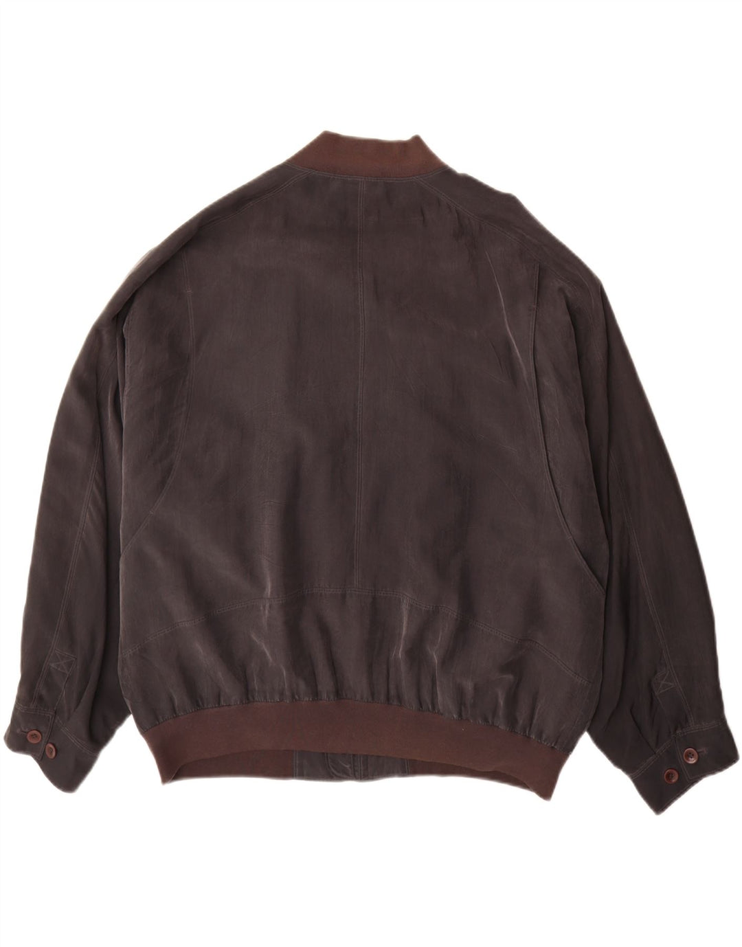 Vintage hombres bombardero chaqueta Reino Unido 42 XL seda marrón