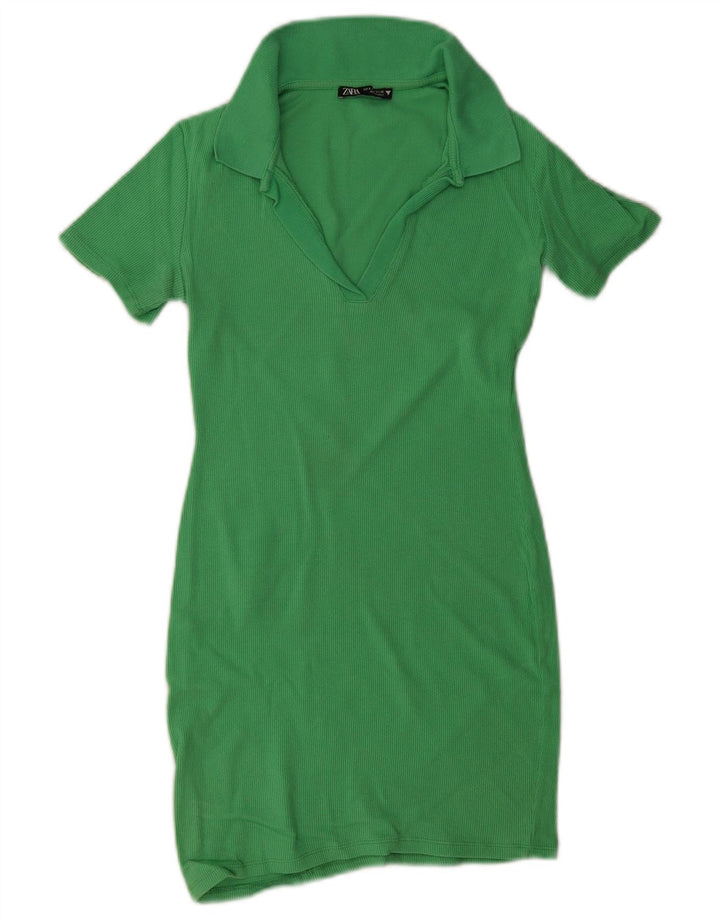 Zara Vestido Polo Mujer UK 8 Small Verde