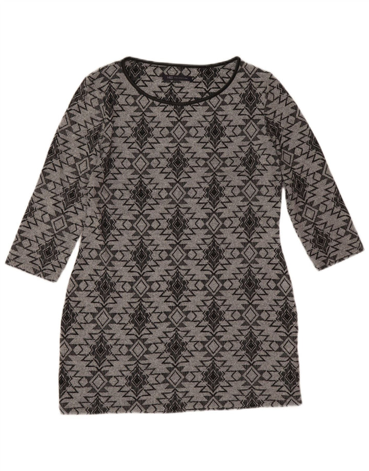 Marks & Spencer Vestido túnica de manga 3/4 para mujer UK 42 Gris medio Geométrico