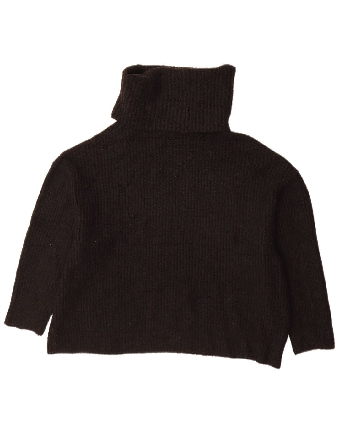 Zara Mujer Oversize Roll Neck Jumper Sweater UK 10 Small Negro Acrílico