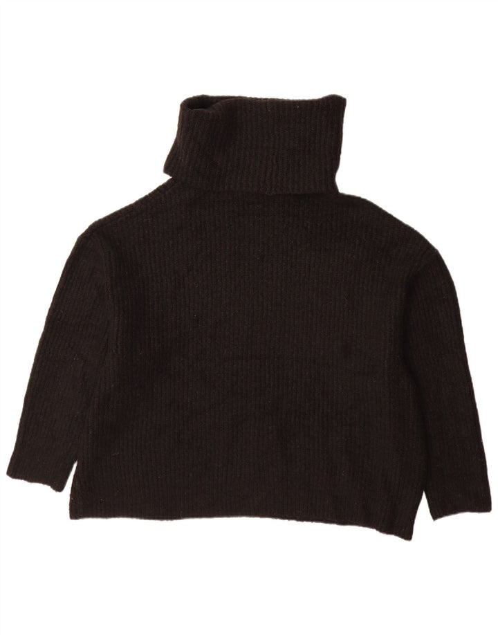 Zara Mujer Oversize Roll Neck Jumper Sweater UK 10 Small Negro Acrílico