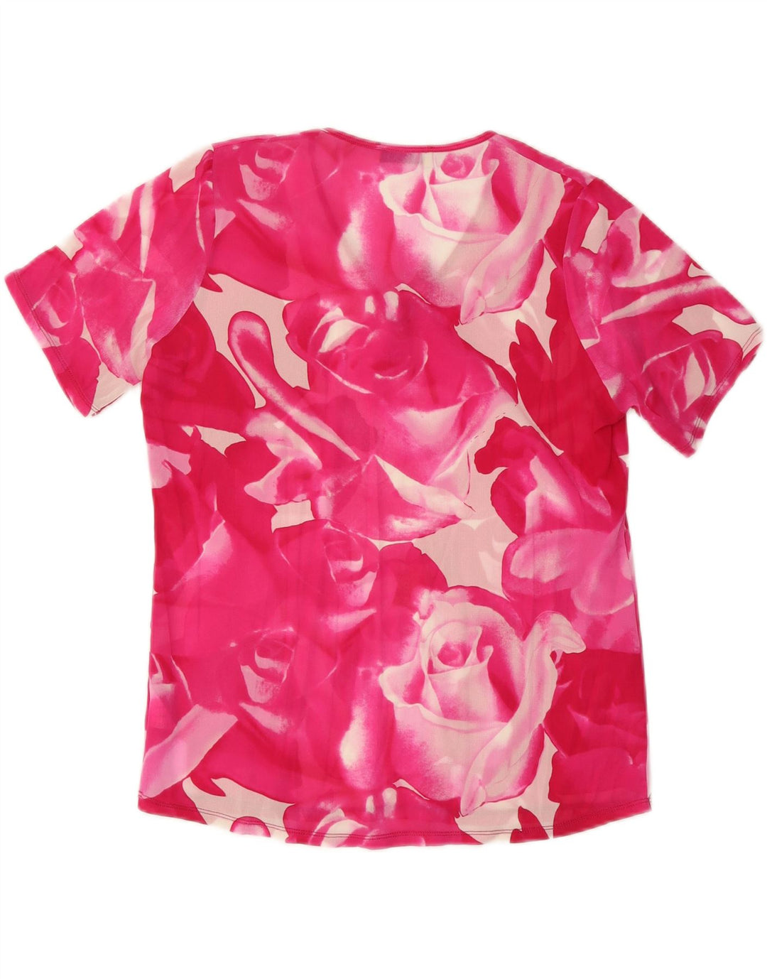 VINTAGE Blusa de Mujer Top UK 18 XL Seda Floral Rosa