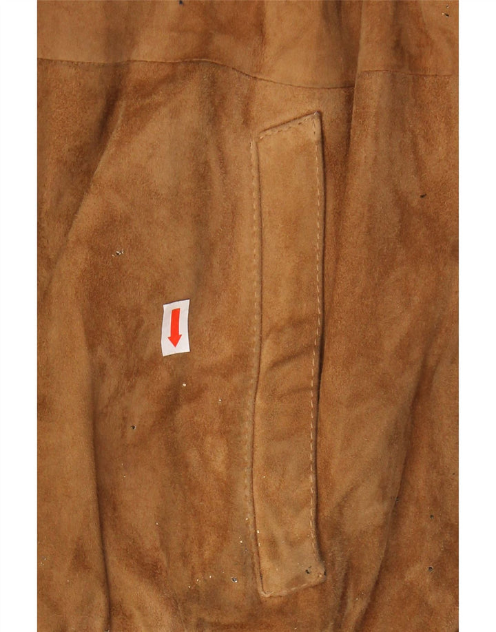 VINTAGE Womens Suede Jacket UK 14 Medium Brown Leather