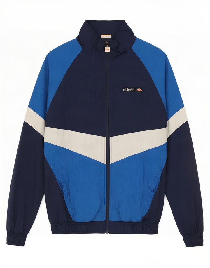Ellesse Mens Chándal Top Chaqueta Pequeña Azul Marino Colorblock Poliéster