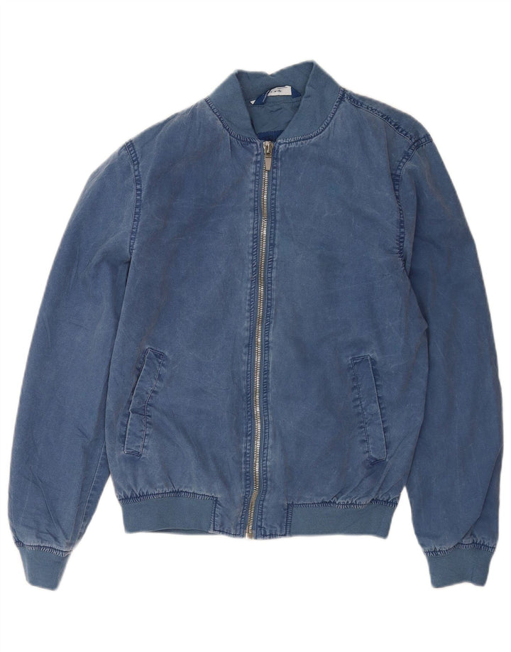 Zara Mens Bomber Jacket UK 36 Small Azul Algodón