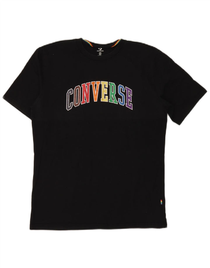 Converse - Camiseta gráfica para hombre, parte superior mediana de algodón negro
