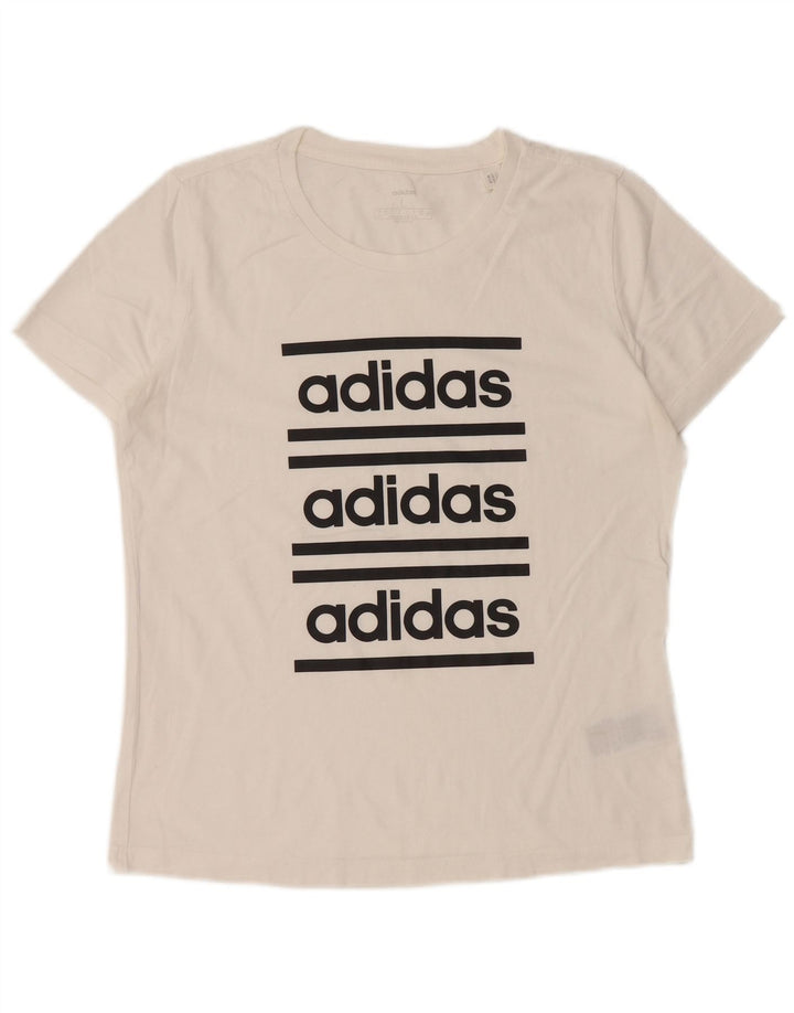 ADIDAS Camiseta gráfica para mujer Top UK 16/18 Grande Algodón blanco