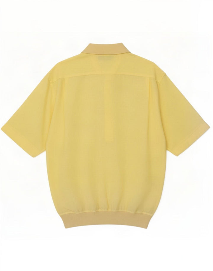 Gran Sasso Camisa tipo jersey de manga corta para hombre, talla grande, lino amarillo