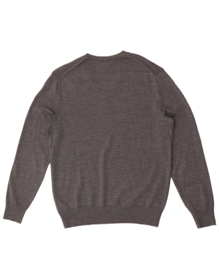 Gap Jersey con cuello en V para hombre de lana merino moteada en gris medio