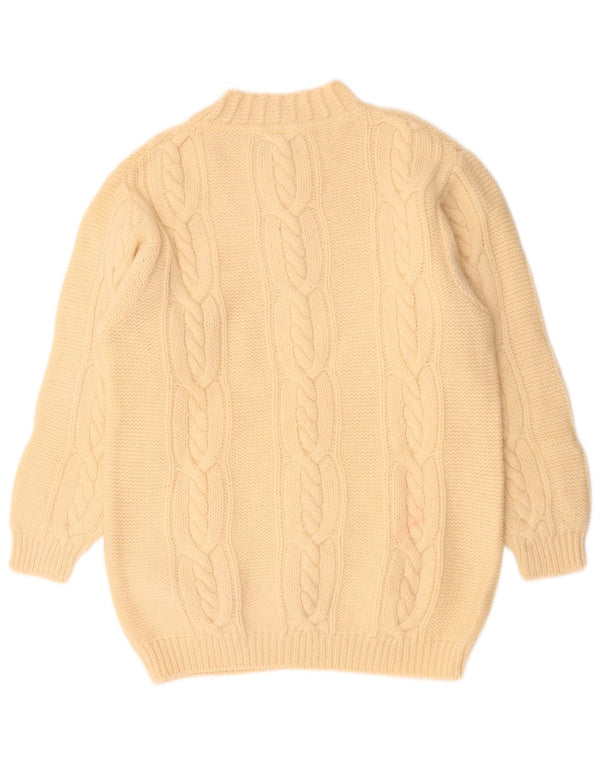 Benetton Jersey Con Cuello Alto Para Mujer UK 44 Large De Lana Blanco Roto