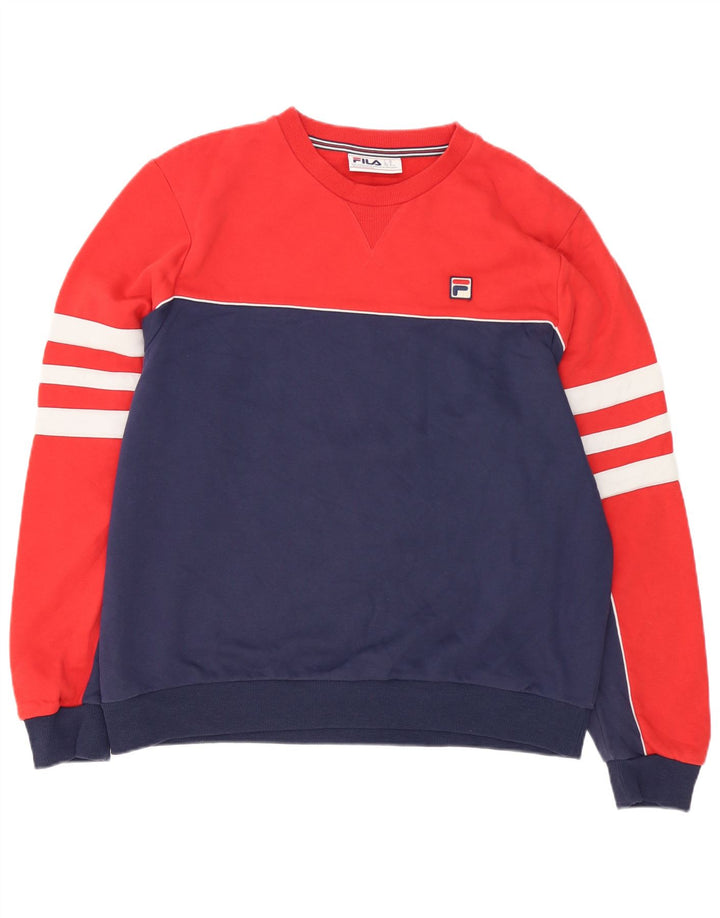 Fila Hombre Sudadera Jumper XL Rojo Colorblock Algodón