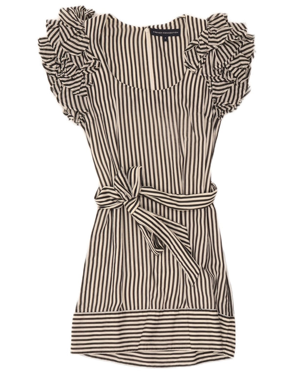 French Connection Vestido Túnica para Mujer UK 8 Pequeño Algodón A Rayas Negro