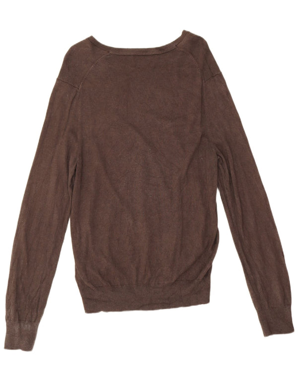 Banana Republic Jersey con Cuello en V para Hombre Seda marrón Medio