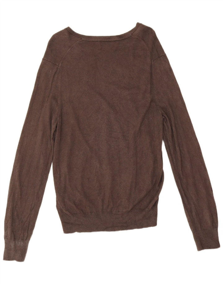 Banana Republic Jersey con Cuello en V para Hombre Seda marrón Medio