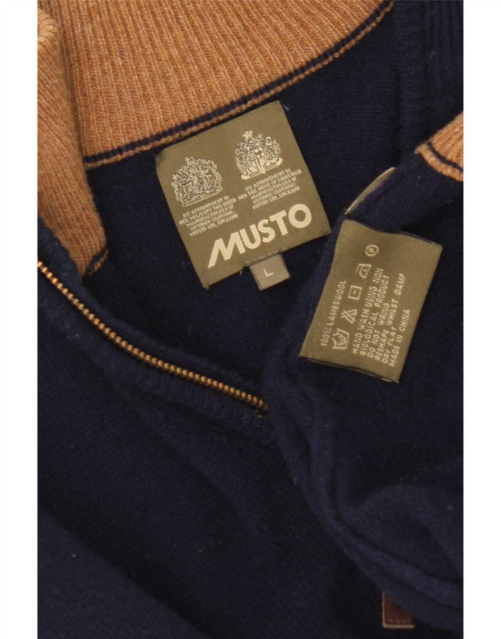 Musto Jersey De Cuello Con Cremallera Para Hombre Grande De Lana De Cordero Azul Marino