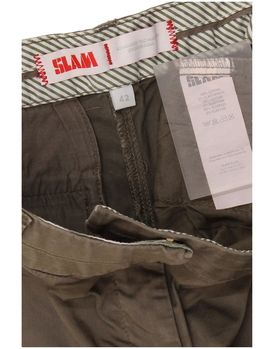 Pantalones cortos chinos Slam para mujer IT 42 Medium W30 Algodón caqui