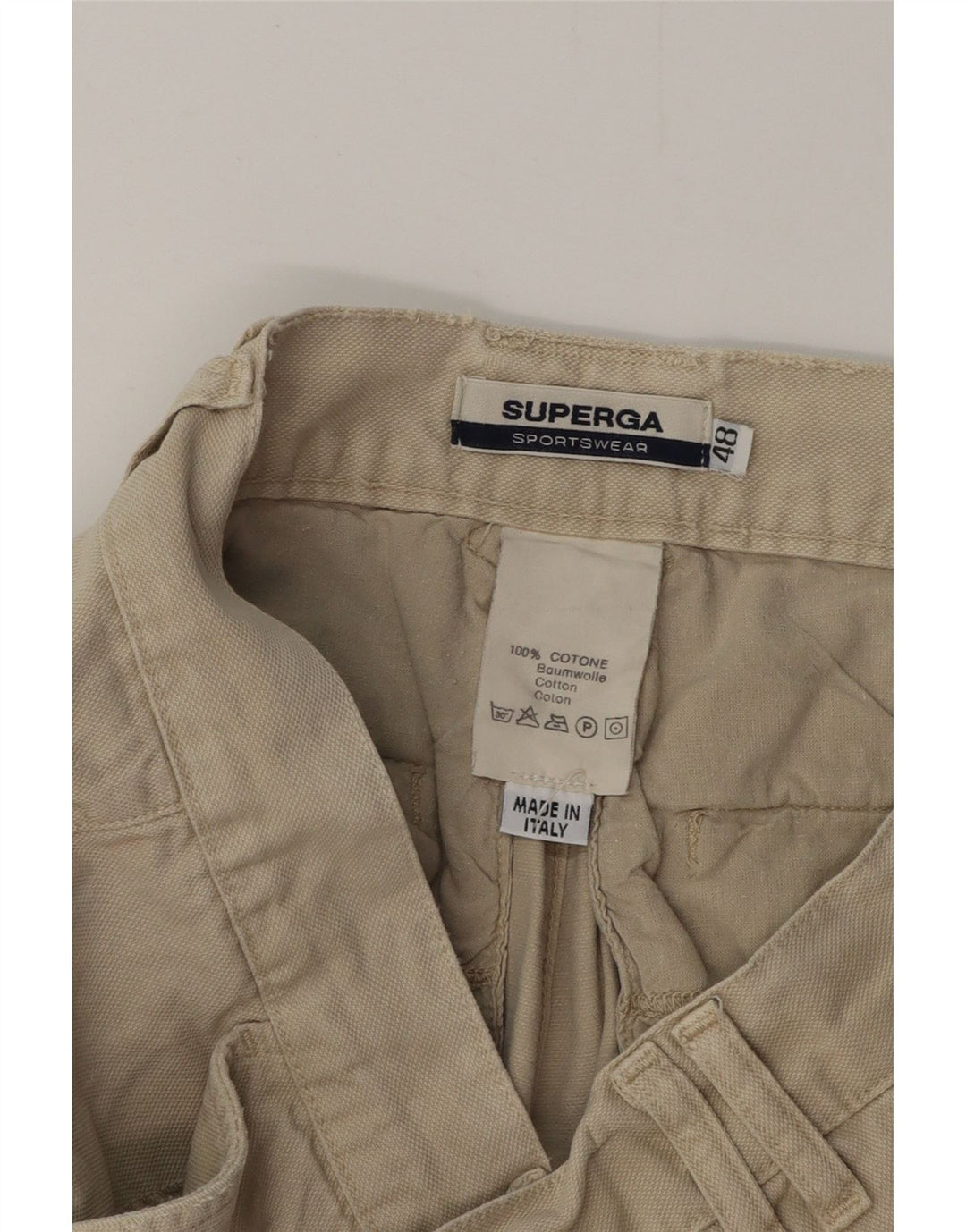 SUPERGA Pantalones cortos cargo para hombre IT 48 Medium W32 Algodón beige