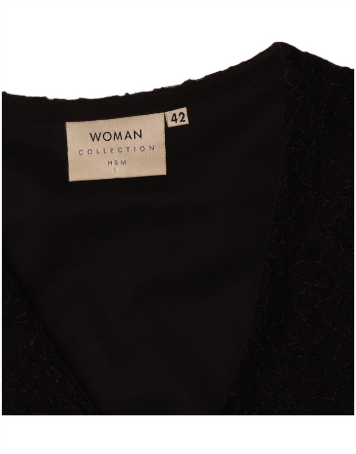 Blusa H&M Mujer IT 42 Mediana Nylon Floral Negro