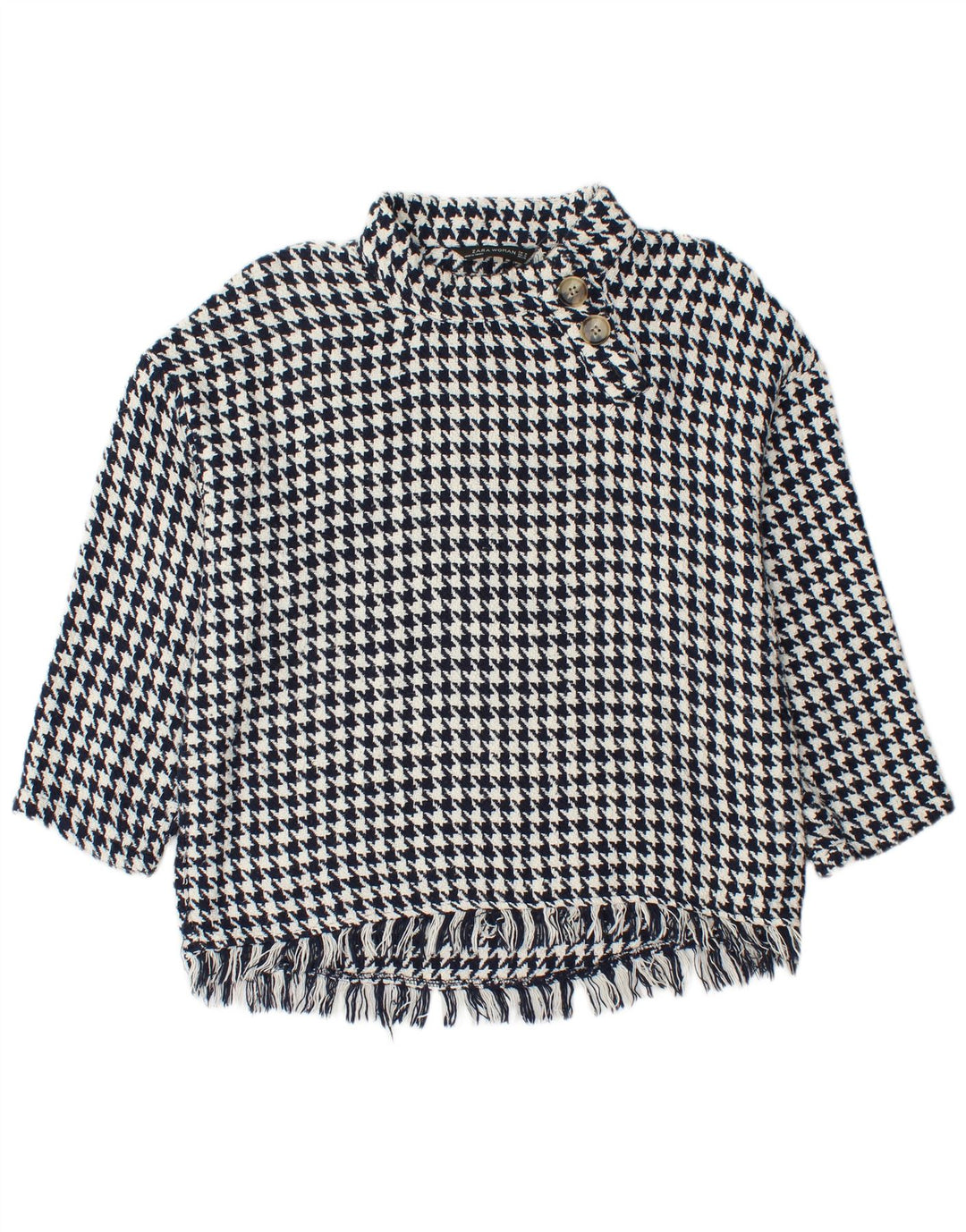Zara - Jersey con cuello y botones para mujer, talla 40, talla mediana, color azul marino