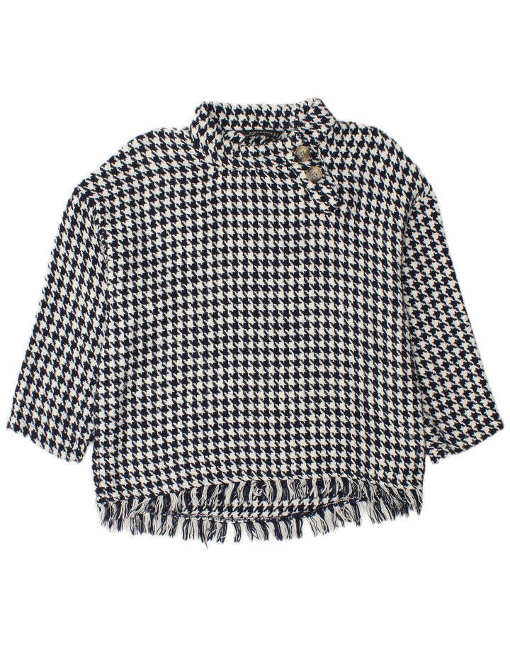 Zara - Jersey con cuello y botones para mujer, talla 40, talla mediana, color azul marino