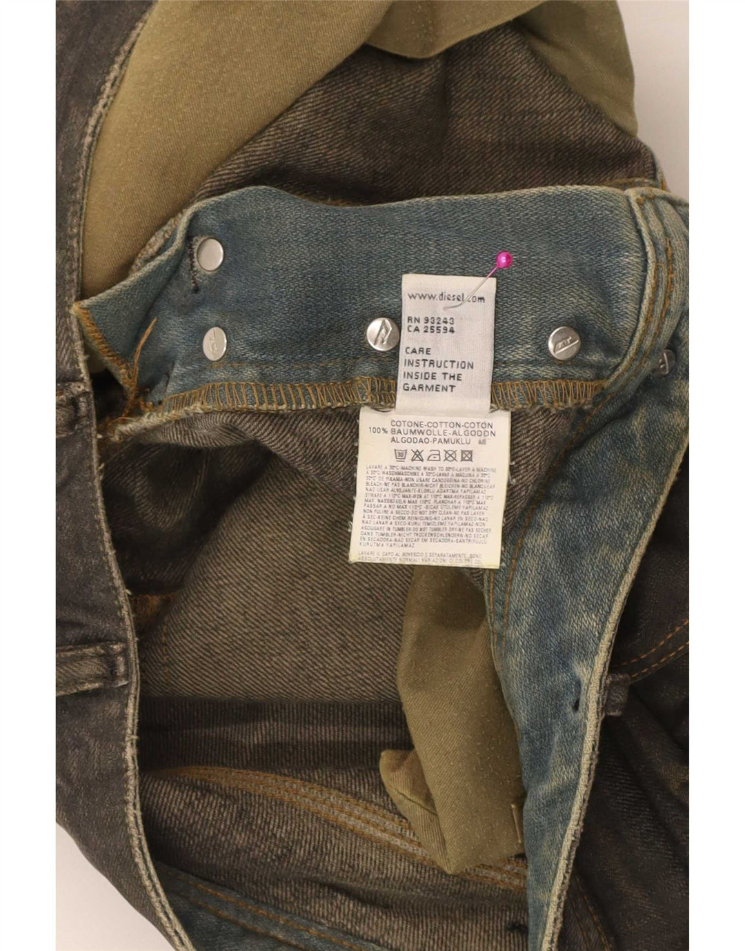 Diesel Vaqueros Rectos Para Hombre W31 L36 Algodón Caqui